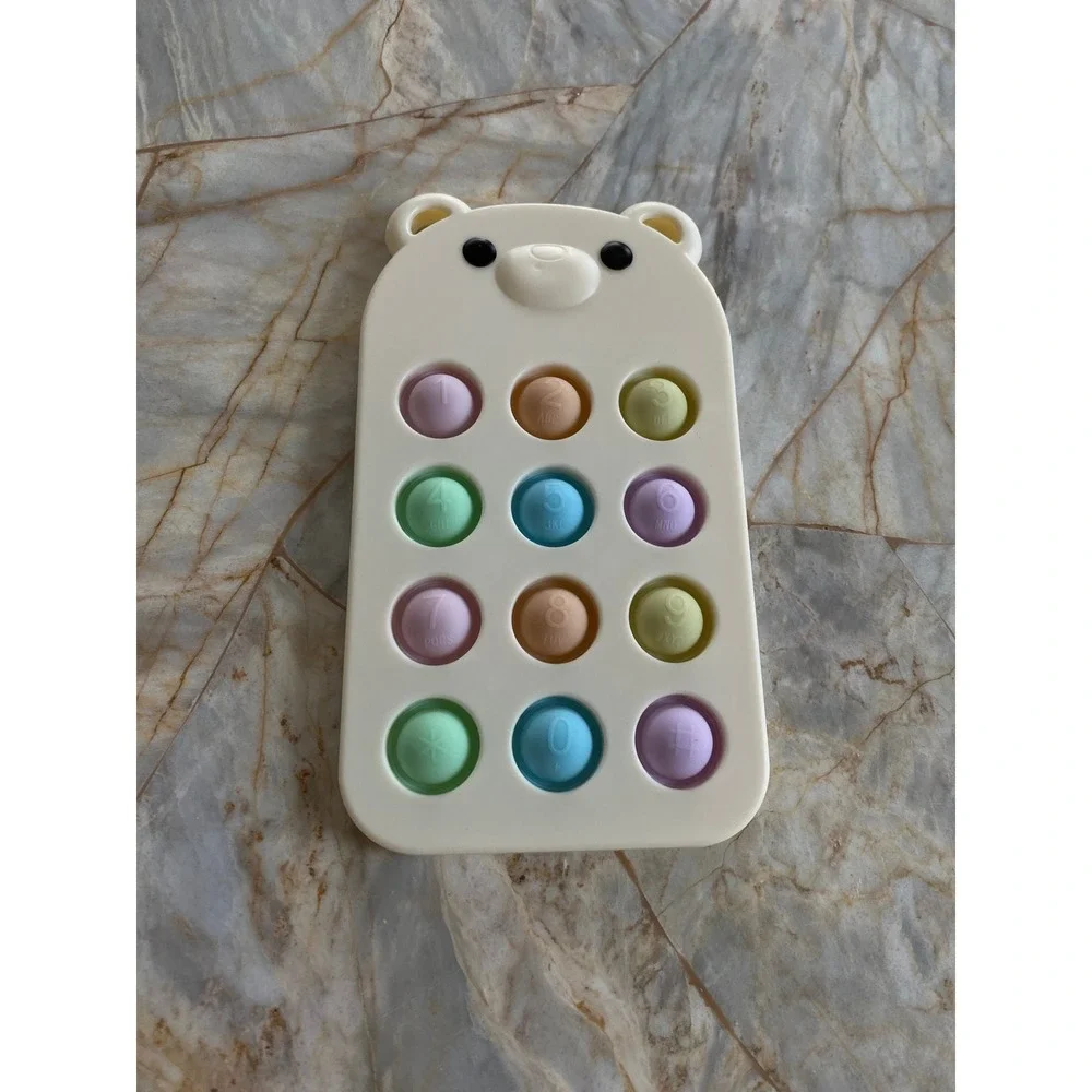 Cream Bear Pop Fidget‎ Toy Pastel Numbered Keypad Sensory Stress Relief Toy